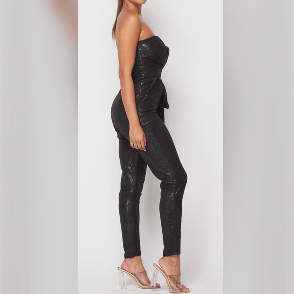 So Glam! Black Snakeskin Print Jumpsuit - Picture 6 of 11